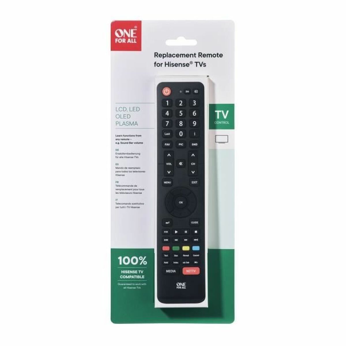 Hisense Universal Remote Control One For All Black