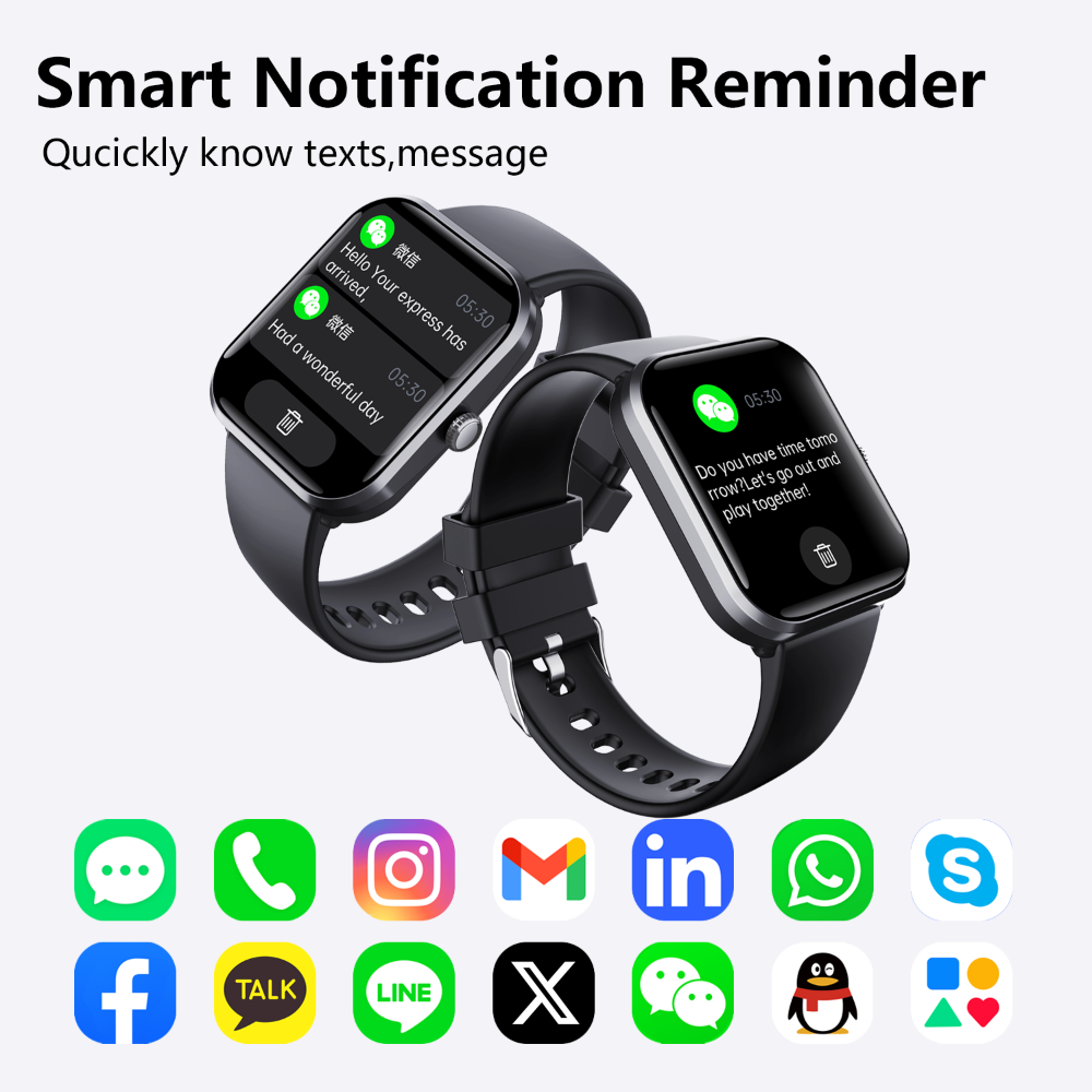 Blood Sugar Glucose Monitor Smart Watch for Diabetics SOS Emergency Alarm Call